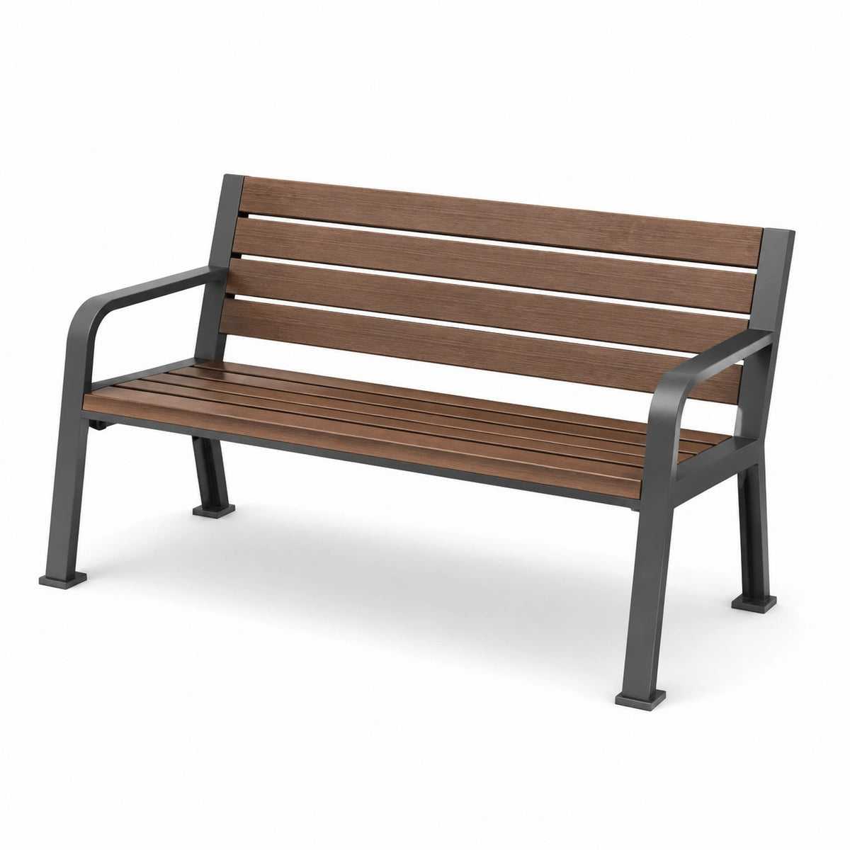 Banco de jardín de metal y madera 125x60x80 cm marrón/gris