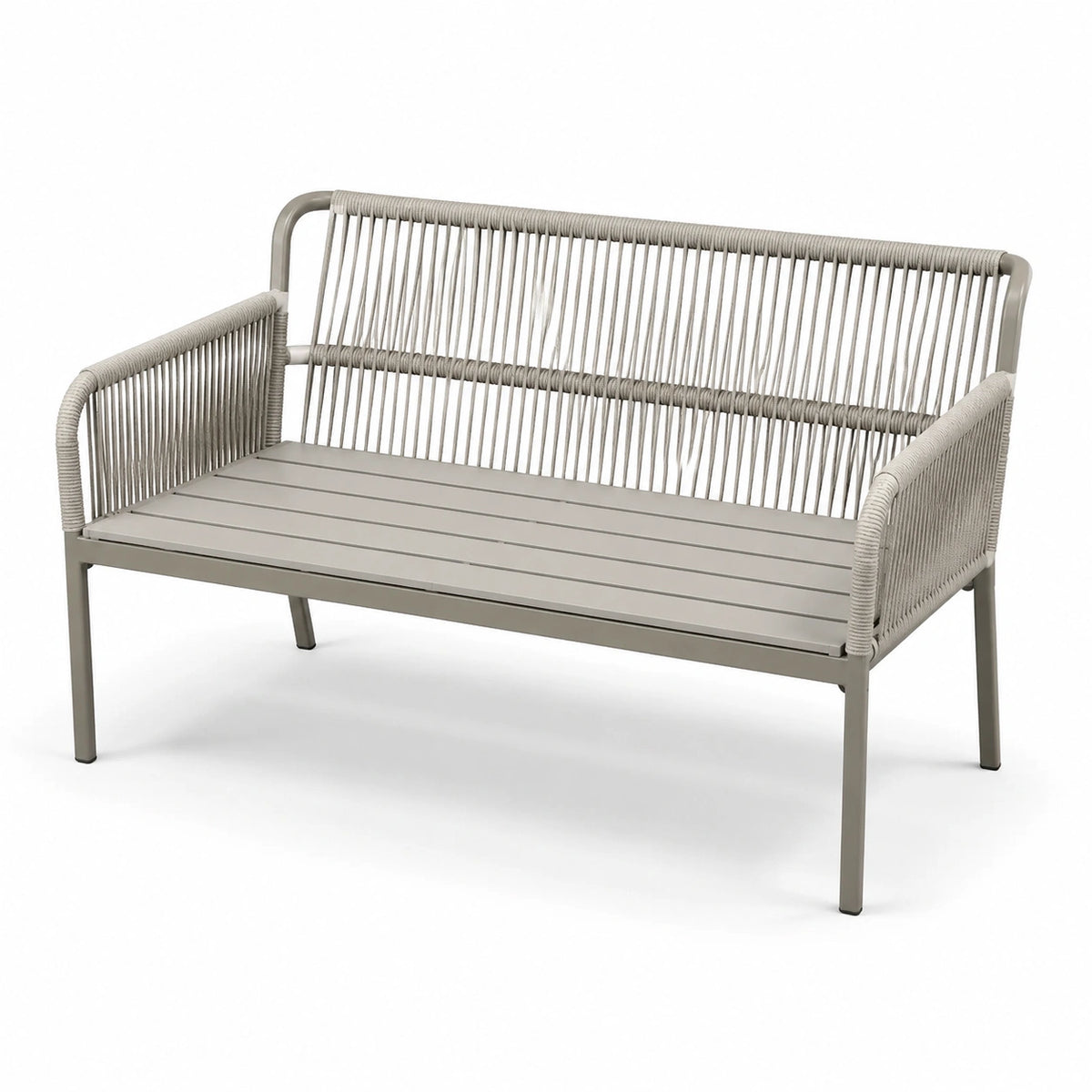 Banco de jardín de aluminio y cuerda sintética gris