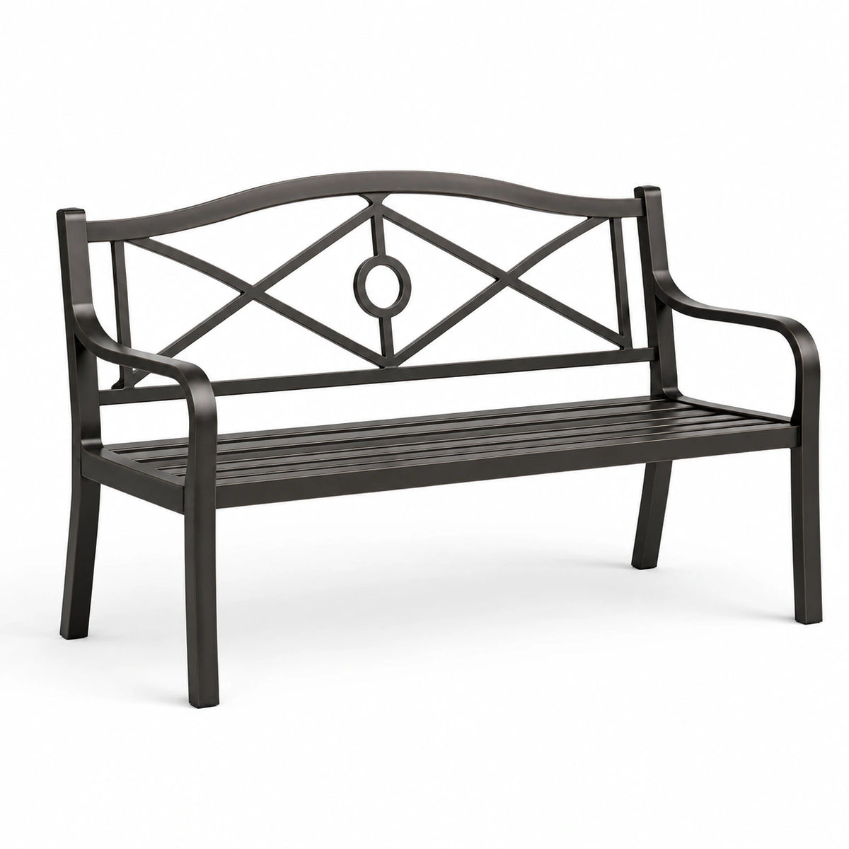Banco de jardín de metal negro 125 cm