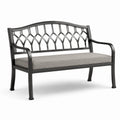 Banco exterior de metal con cojín gris 125 cm