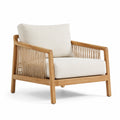 Sillón de madera con cojines de poliéster y armazón de cuerda de yute beige