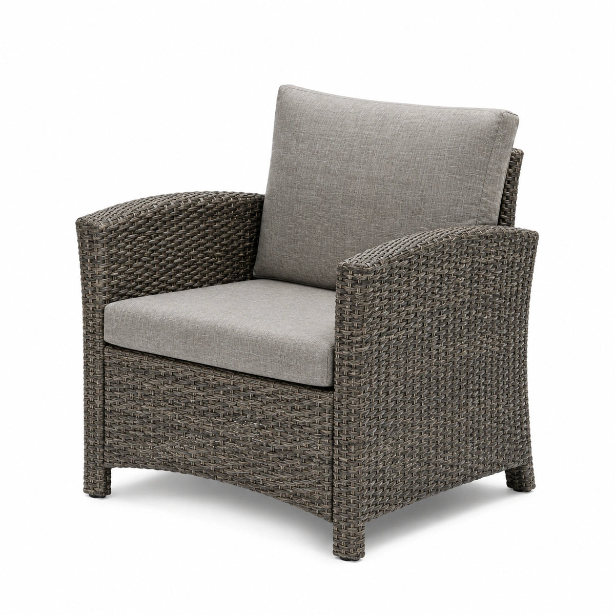 Sillón de Ratan Sintético con Cojines de Poliéster Gris