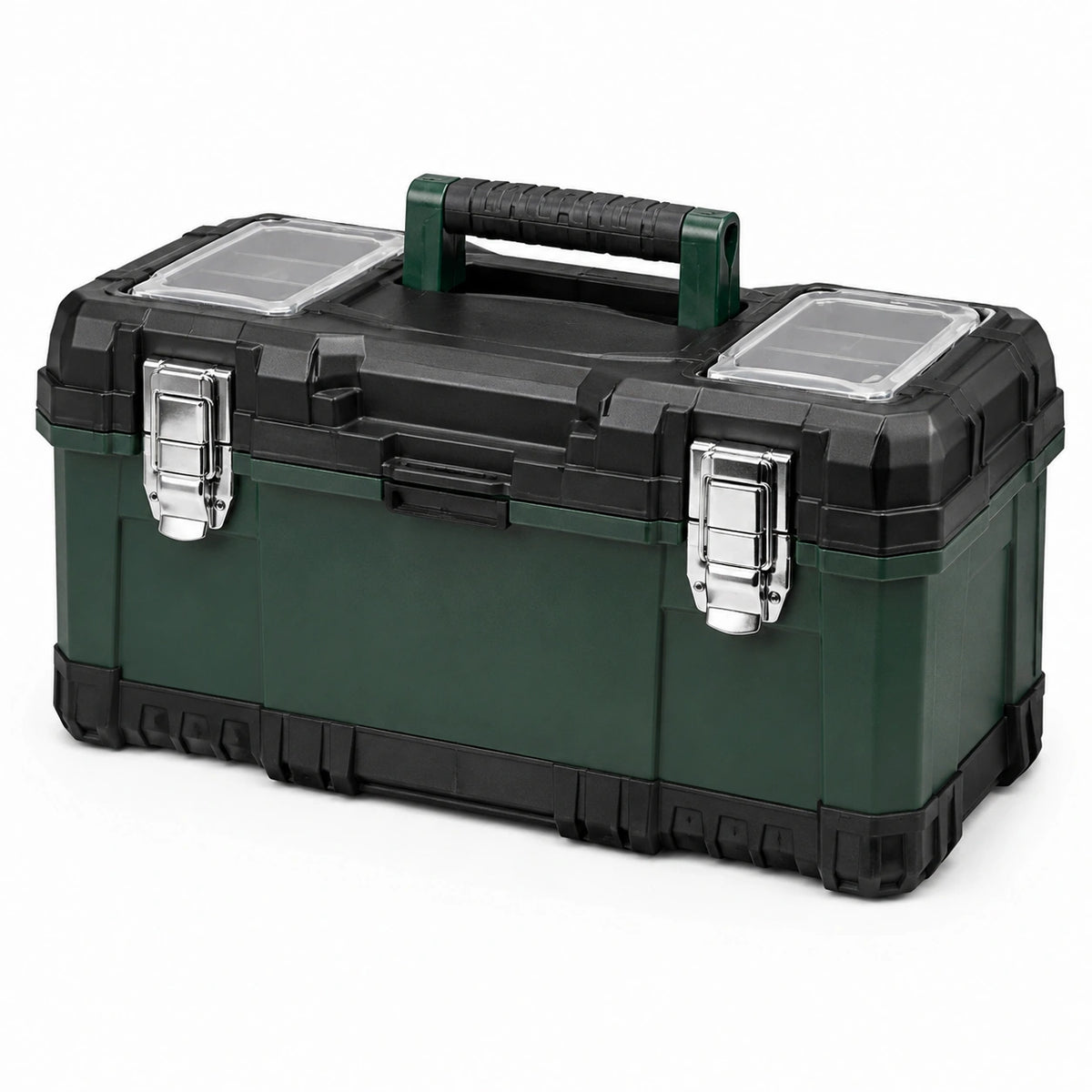 Caja de herramientas de polipropileno con cierres metálicos 50 x 25 x 20 cm verde/negro