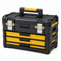 Caja de herramientas de plástico y acero inoxidable con 3 cajones negro/amarillo