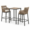 Conjunto de bar de aluminio y cuerda sintética para exterior, beige y negro