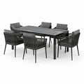 Conjunto de comedor de jardín de aluminio con 6 sillas y cojines
