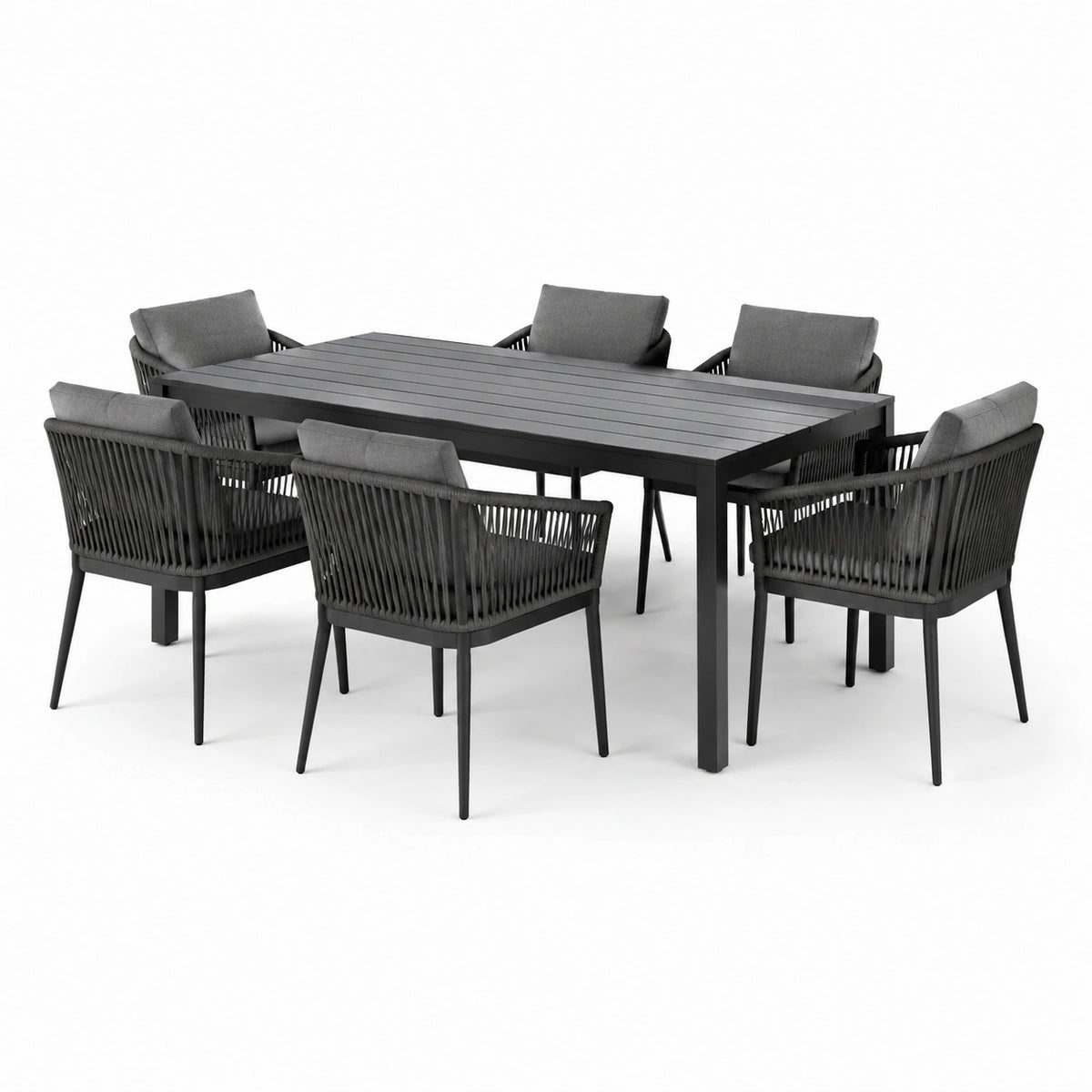 Conjunto de comedor de jardín de aluminio con 6 sillas y cojines