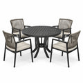 Conjunto de comedor de jardín de aluminio y cuerda con 4 sillas