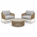 Conjunto de jardín con sillas de cuerda y mesa de aluminio, cojines grises