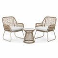 Conjunto de jardín con 2 sillones de cuerda y mesa de centro beige