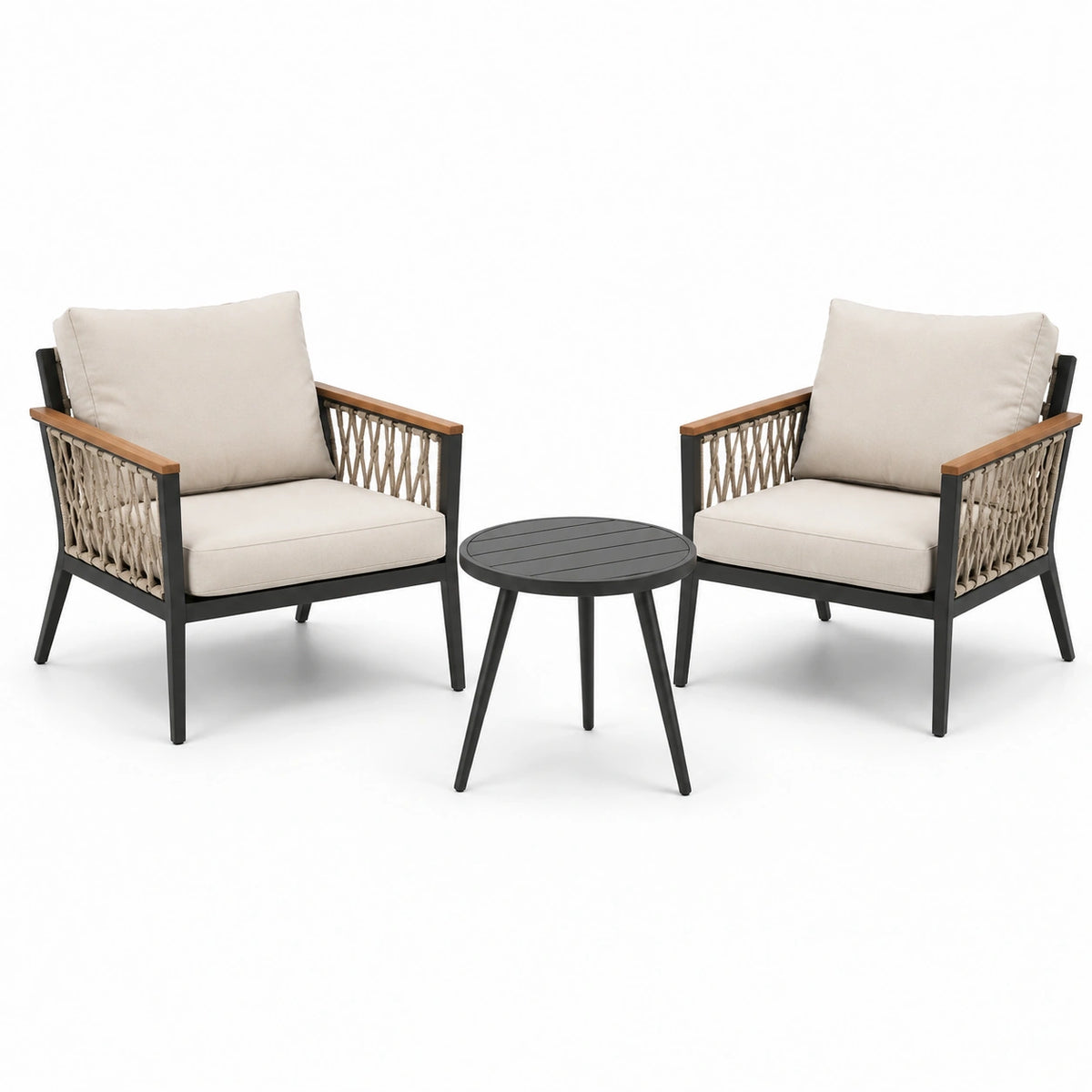 Conjunto de jardín de aluminio con sillones y mesa redonda