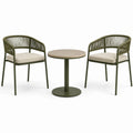 Conjunto de jardín de aluminio con mesa y 2 sillas de cuerda verde