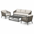 Conjunto de jardín de aluminio y cuerda gris con sofá y sillones