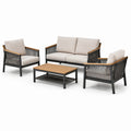 Conjunto de muebles de jardín de aluminio y cuerda sintética con cojines beige