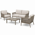 Conjunto de muebles de jardín de aluminio con sofá, sillones y mesa beige