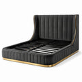 Cama de Terciopelo Negro con Detalles Metálicos Dorados 200x160 cm